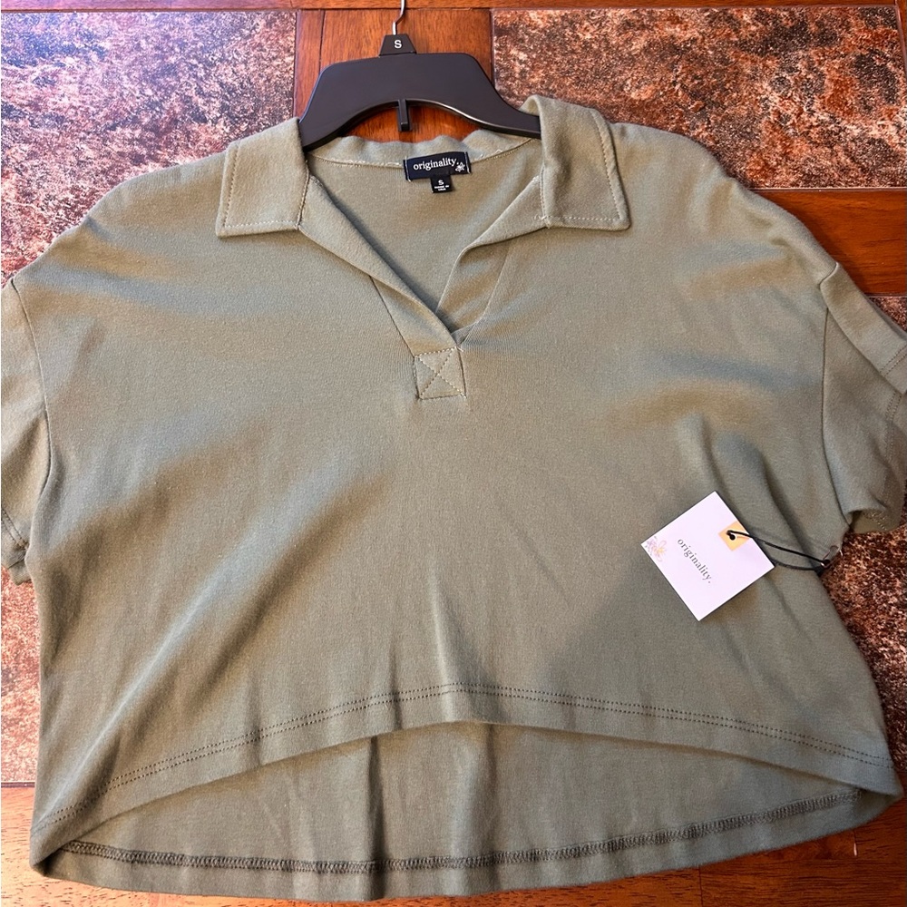 New with tags army green Originality short sleeve top. Size S never worn
